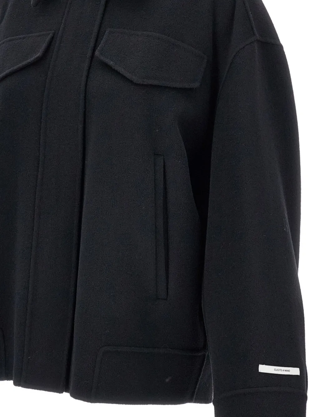 Sportmax Wollen jas met klepzak Zwart