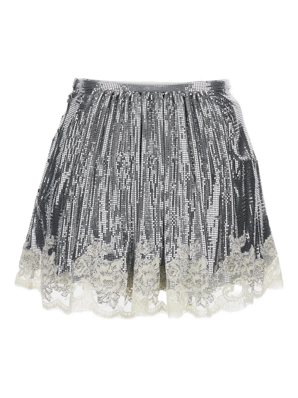 Rabanne Metallic rok met afwerking van kant Zilver