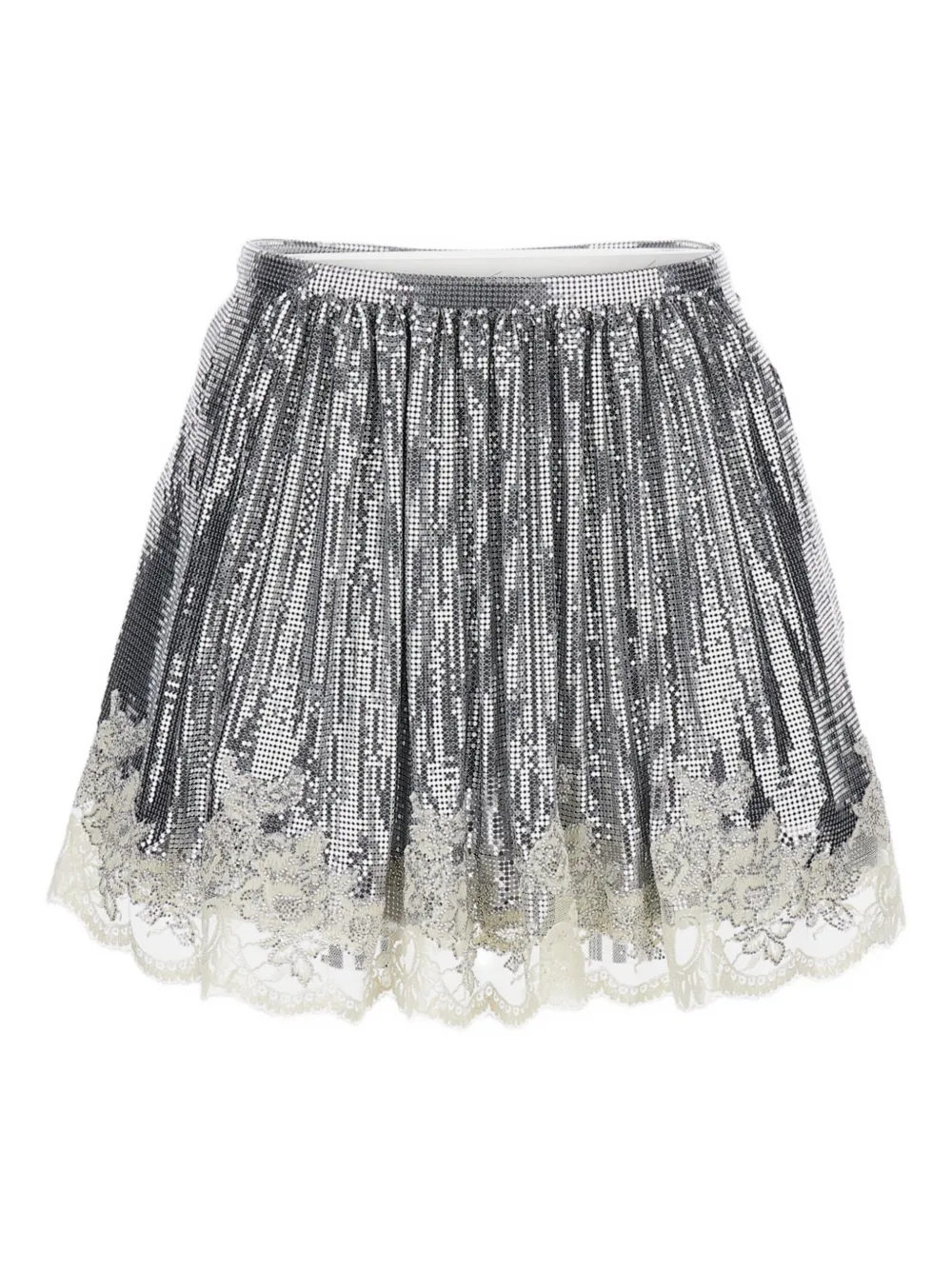 Rabanne metallic lace-trimmed skirt | Pleated Skirts | Image 2