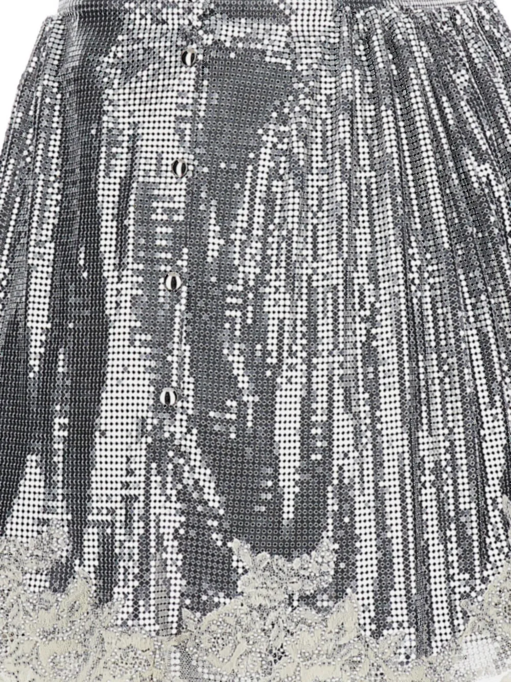 Rabanne Metallic rok met afwerking van kant Zilver