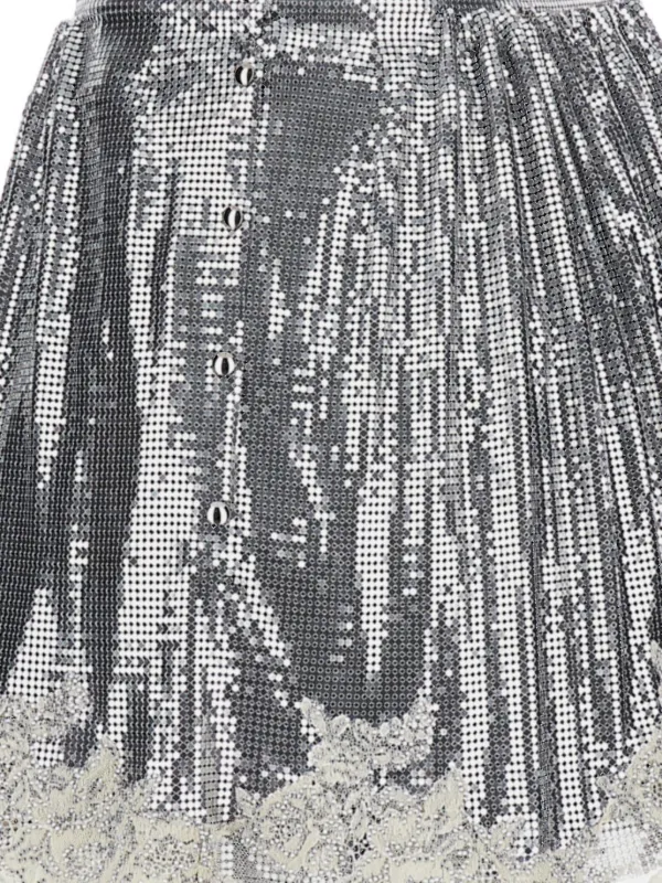 Rabanne Metallic lace-trimmed Skirt | Silver | FARFETCH OM