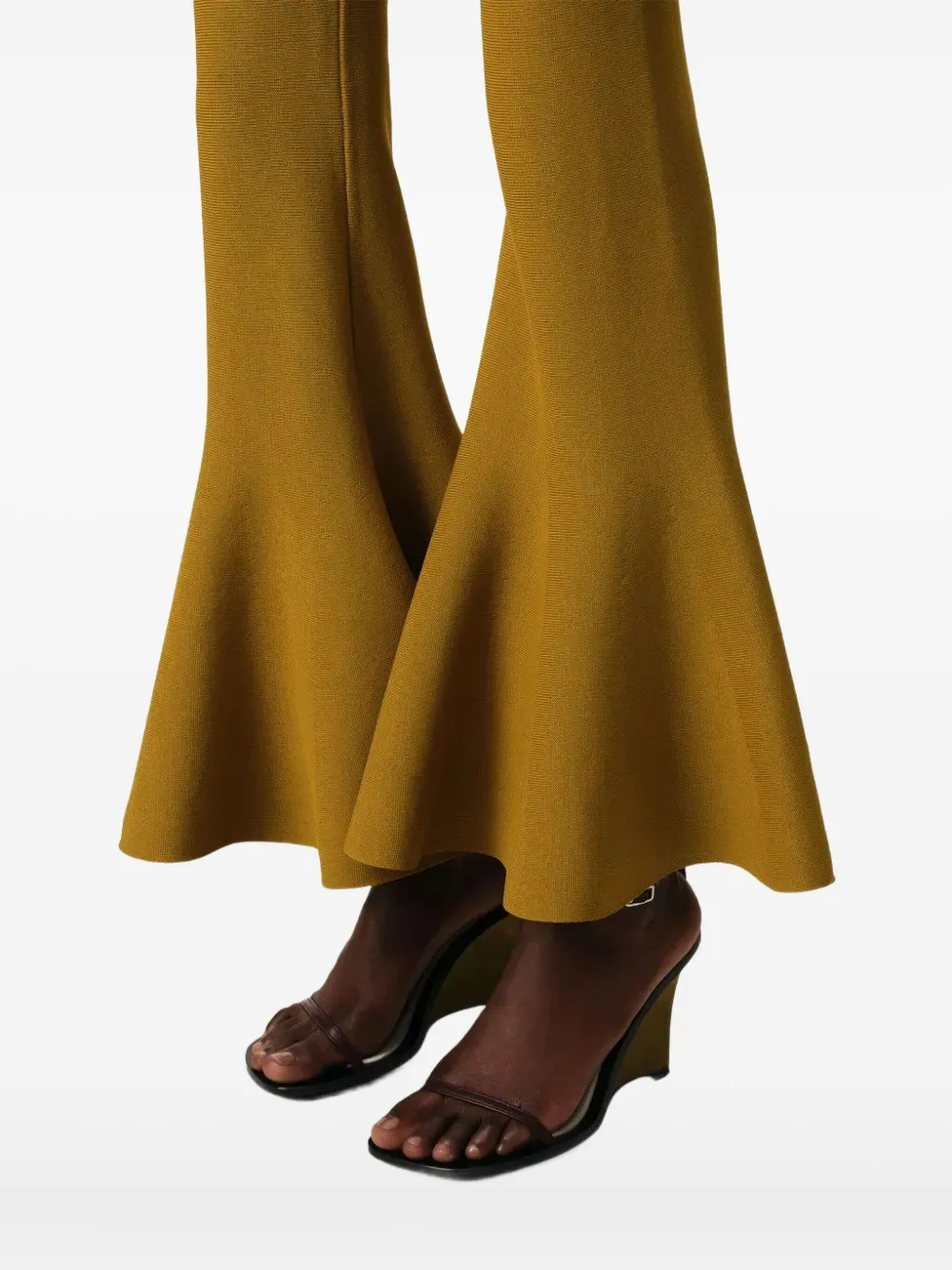 AMI Paris elasticated-waist flared trousers Geel