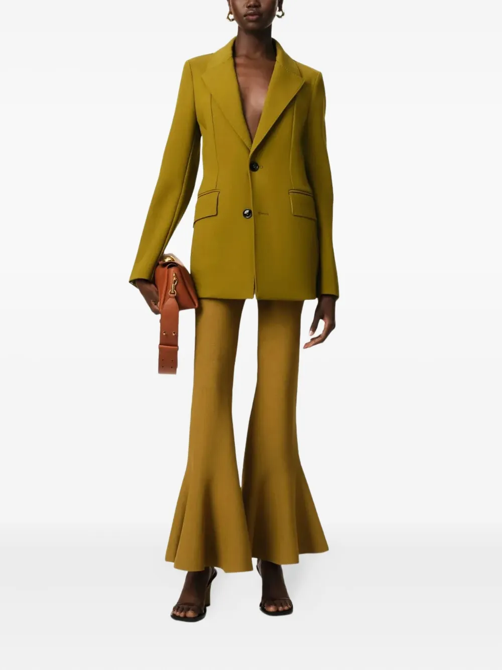 AMI Paris elasticated-waist flared trousers Geel