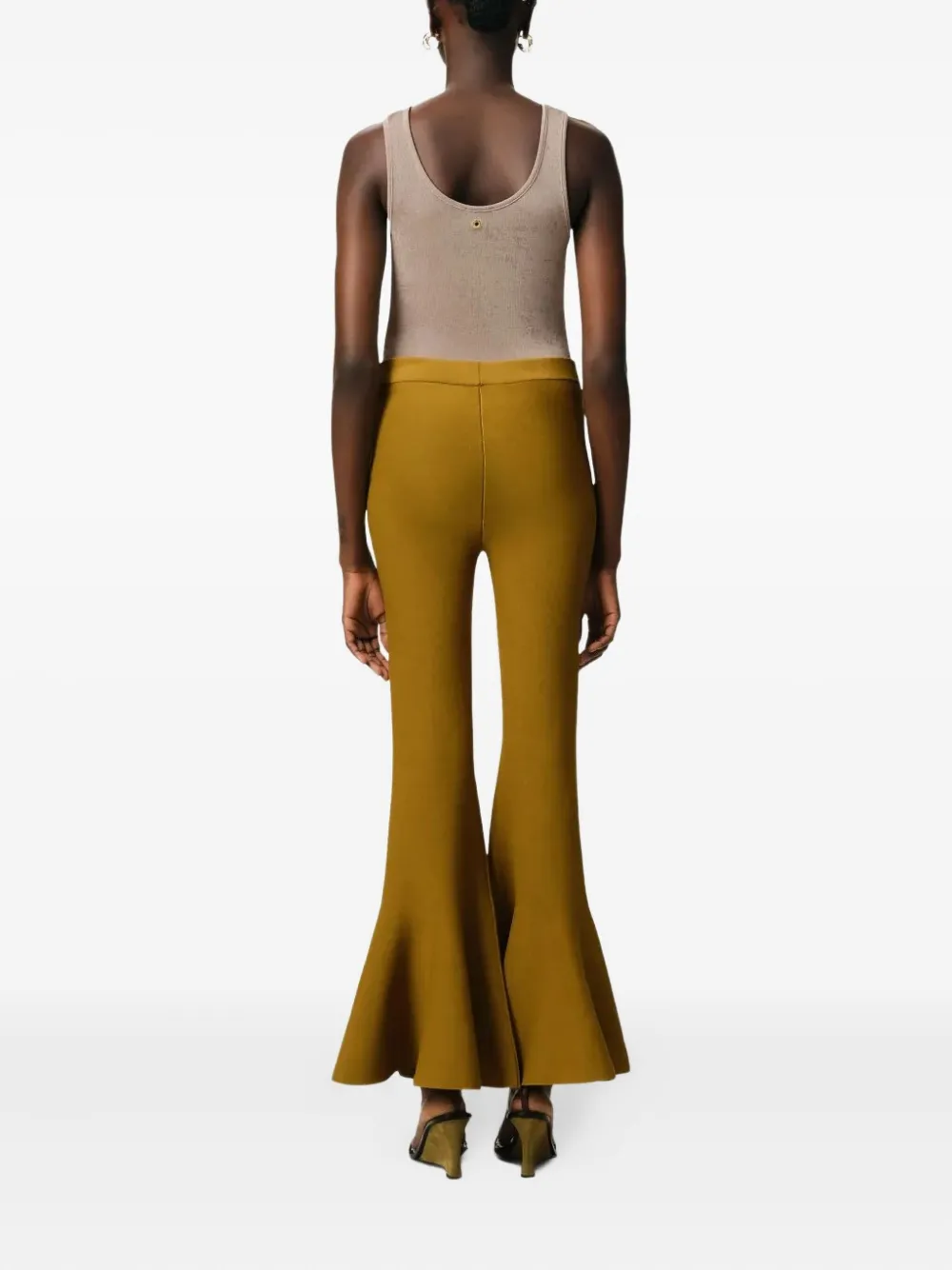 AMI Paris elasticated-waist flared trousers Geel