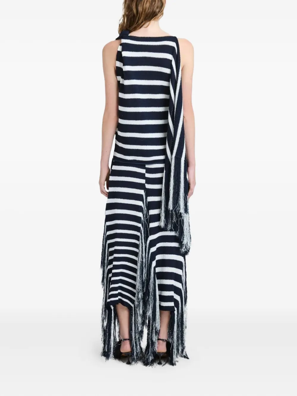 Proenza Schouler Yves striped fringe top Blauw
