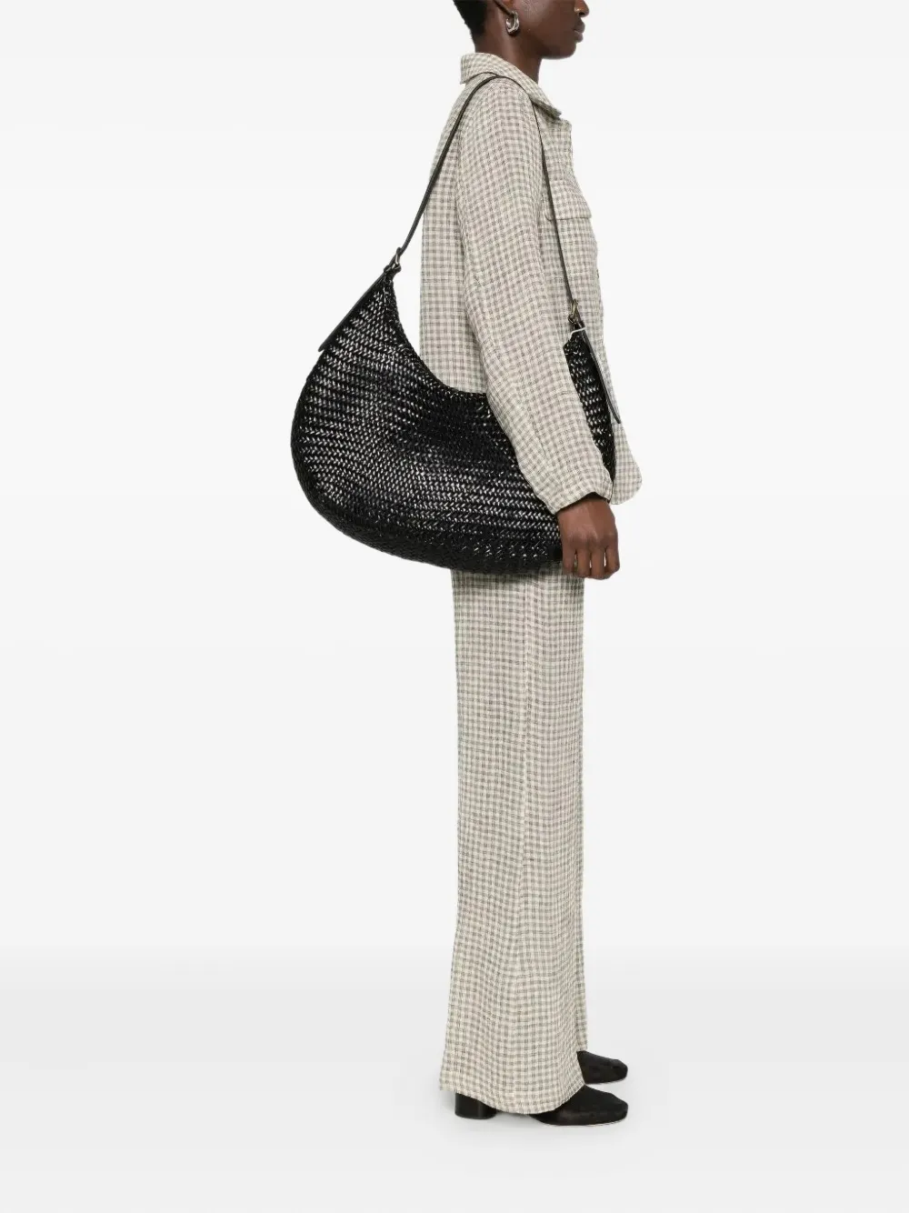 DRAGON DIFFUSION large Luna Piena woven-leather shoulder bag Zwart