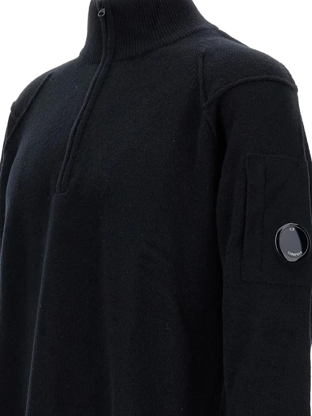 C.P. Company half-zip lens-detail sweater Zwart