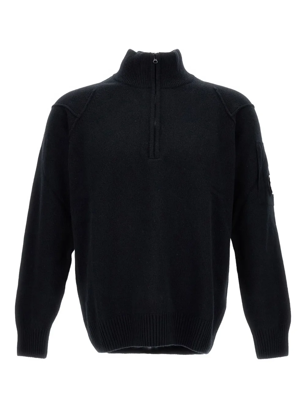 C.P. Company half-zip lens-detail sweater Zwart