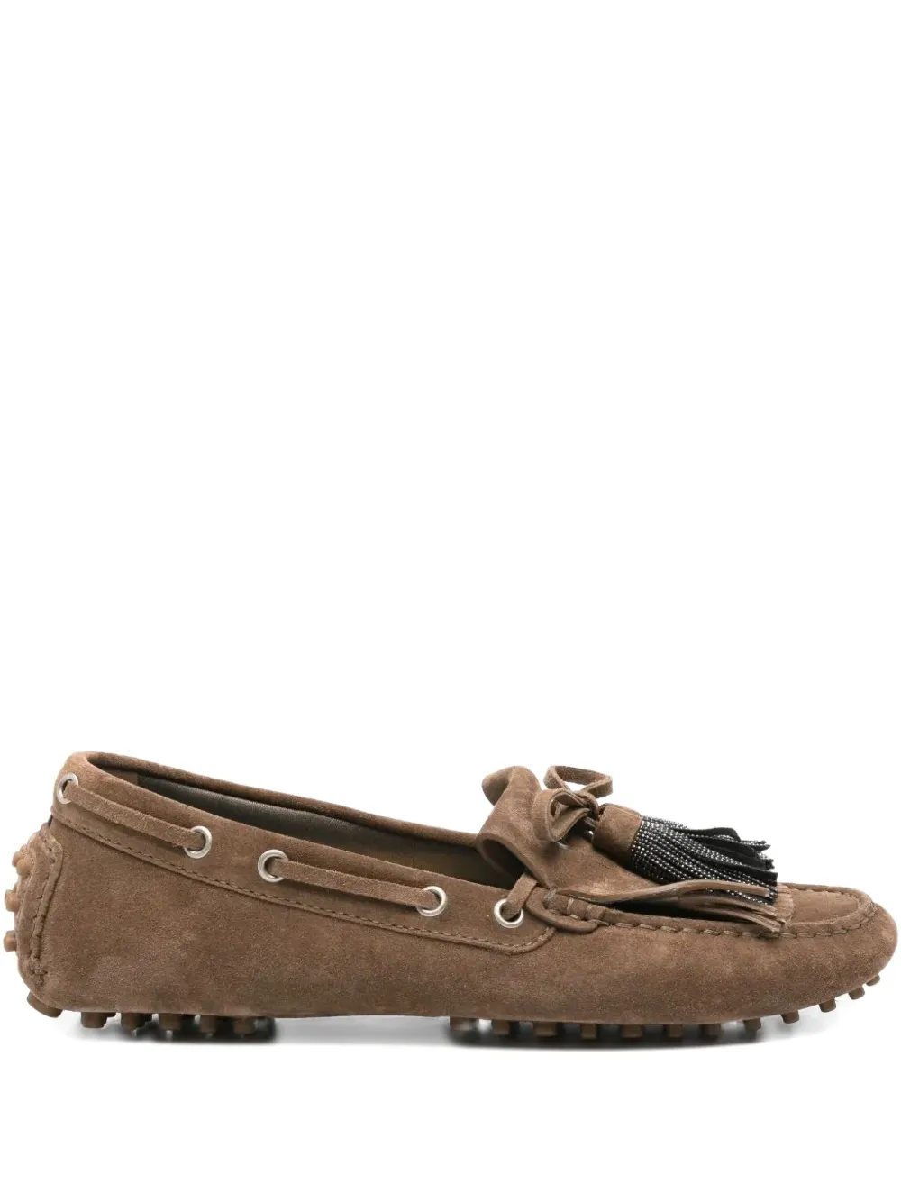 Brunello Cucinelli tassel-embellished suede loafers Brown