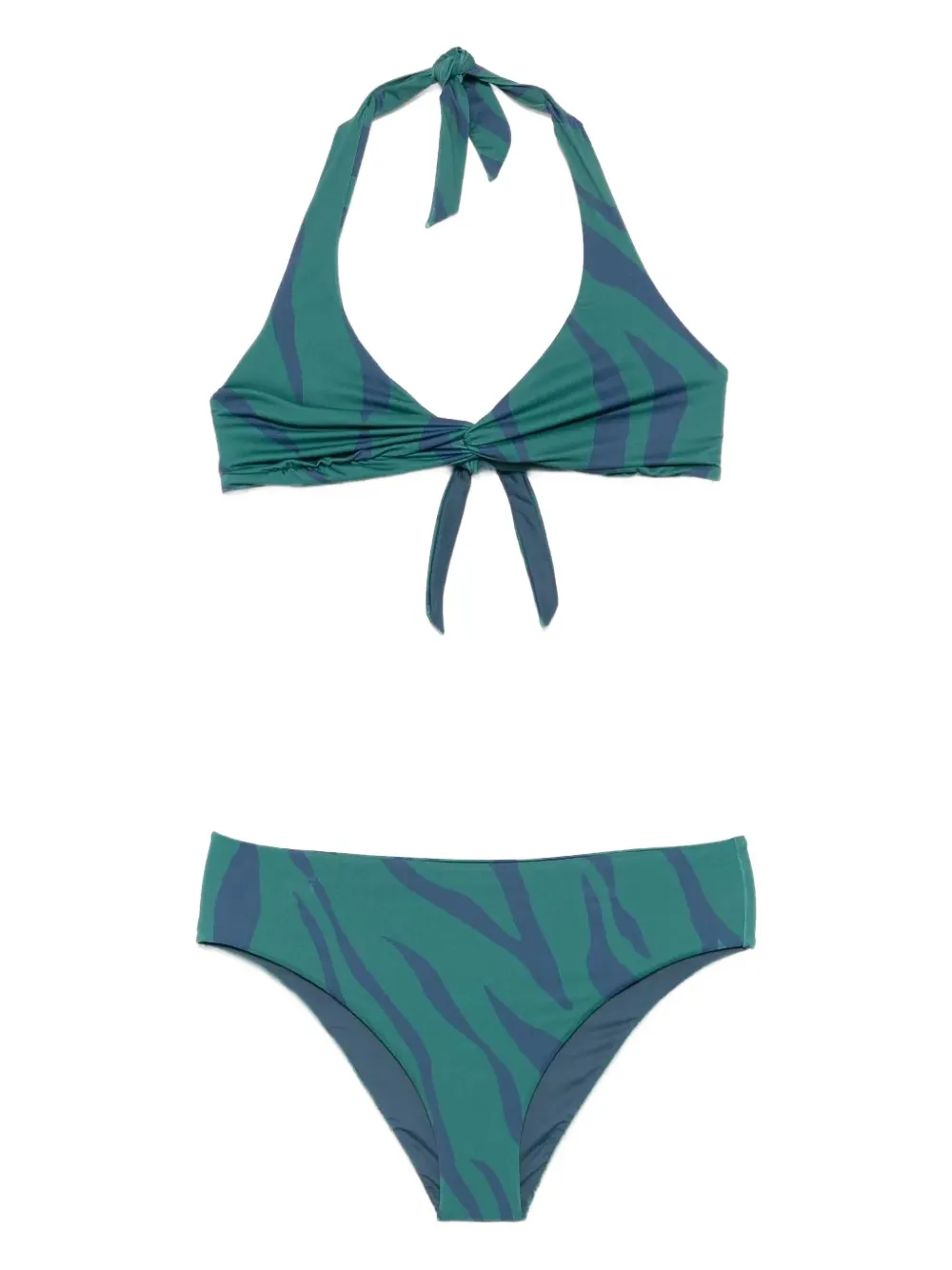 Fisico Cristina Ferrari Animalier Print Bikini Set In Green