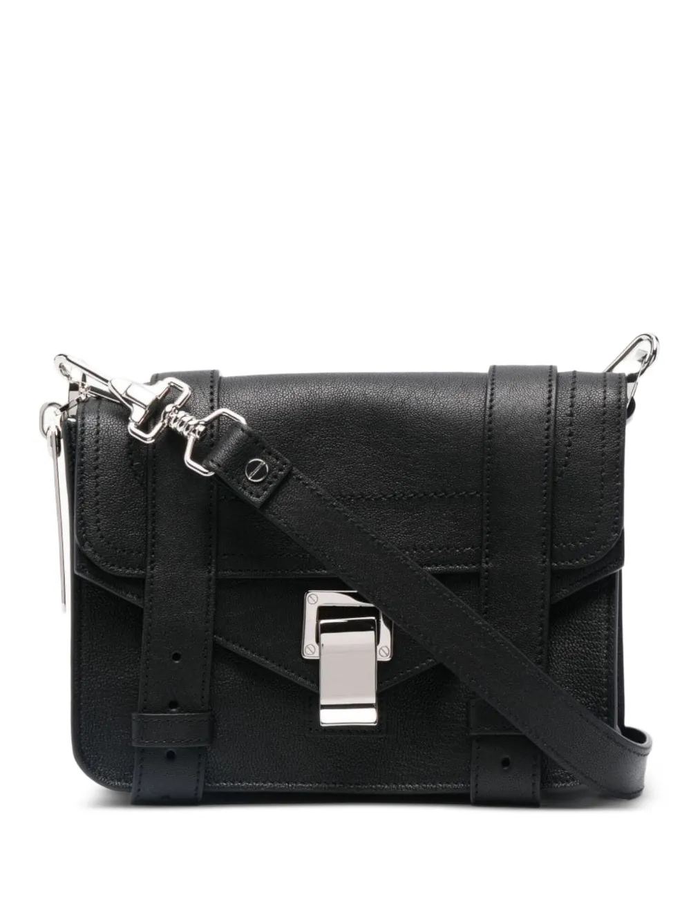 Proenza Schouler PS1 kleine leren crossbodytas met omslag Zwart