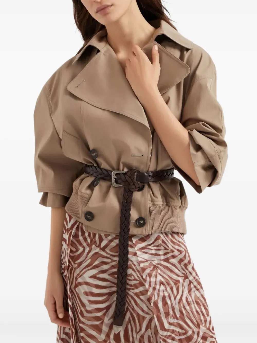 Brunello Cucinelli double-breasted trench jacket Bruin
