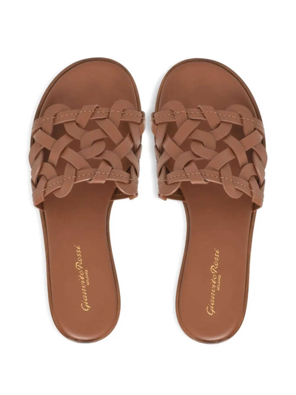 Gianvito Rossi Amalfi woven leather sandals Brown