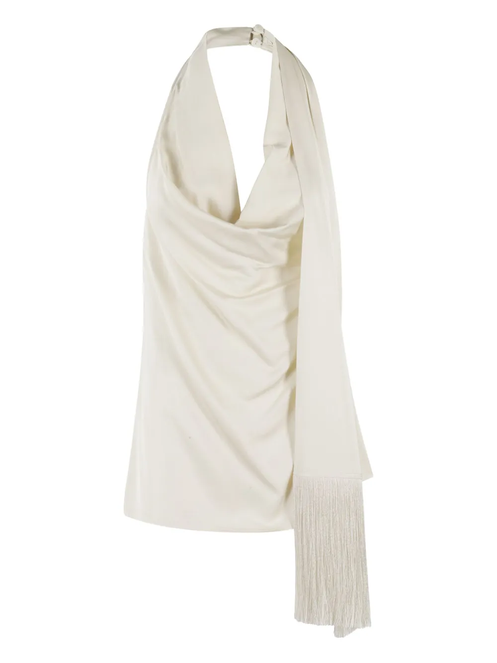 Isabelle Blanche draped fringe-detail top | Neutrals | Image 1