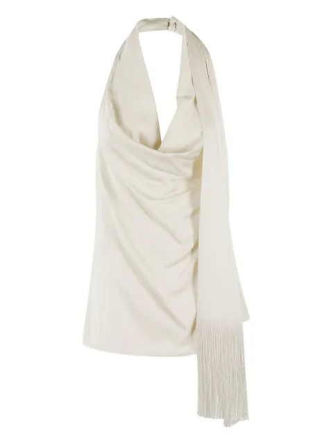 Isabelle Blanche draped fringe-detail top