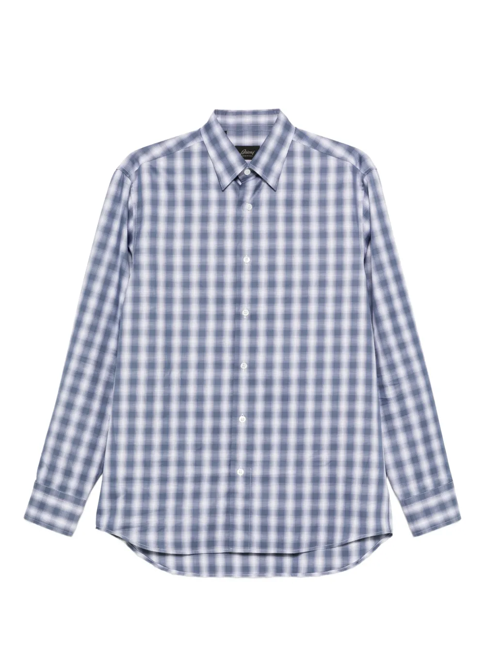 Brioni Geruit katoenen overhemd Blauw