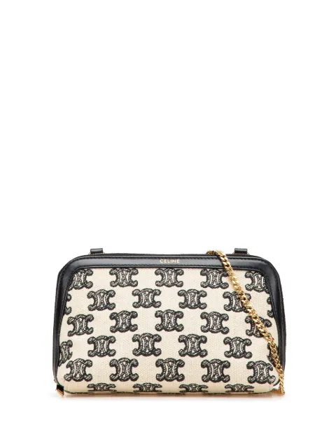Céline Pre-Owned 2021 Triomphe Emroidered Canvas Clutch On Chain crossbody bag