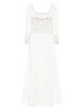 Dina Melwani embellished square-neck maxi dress - White