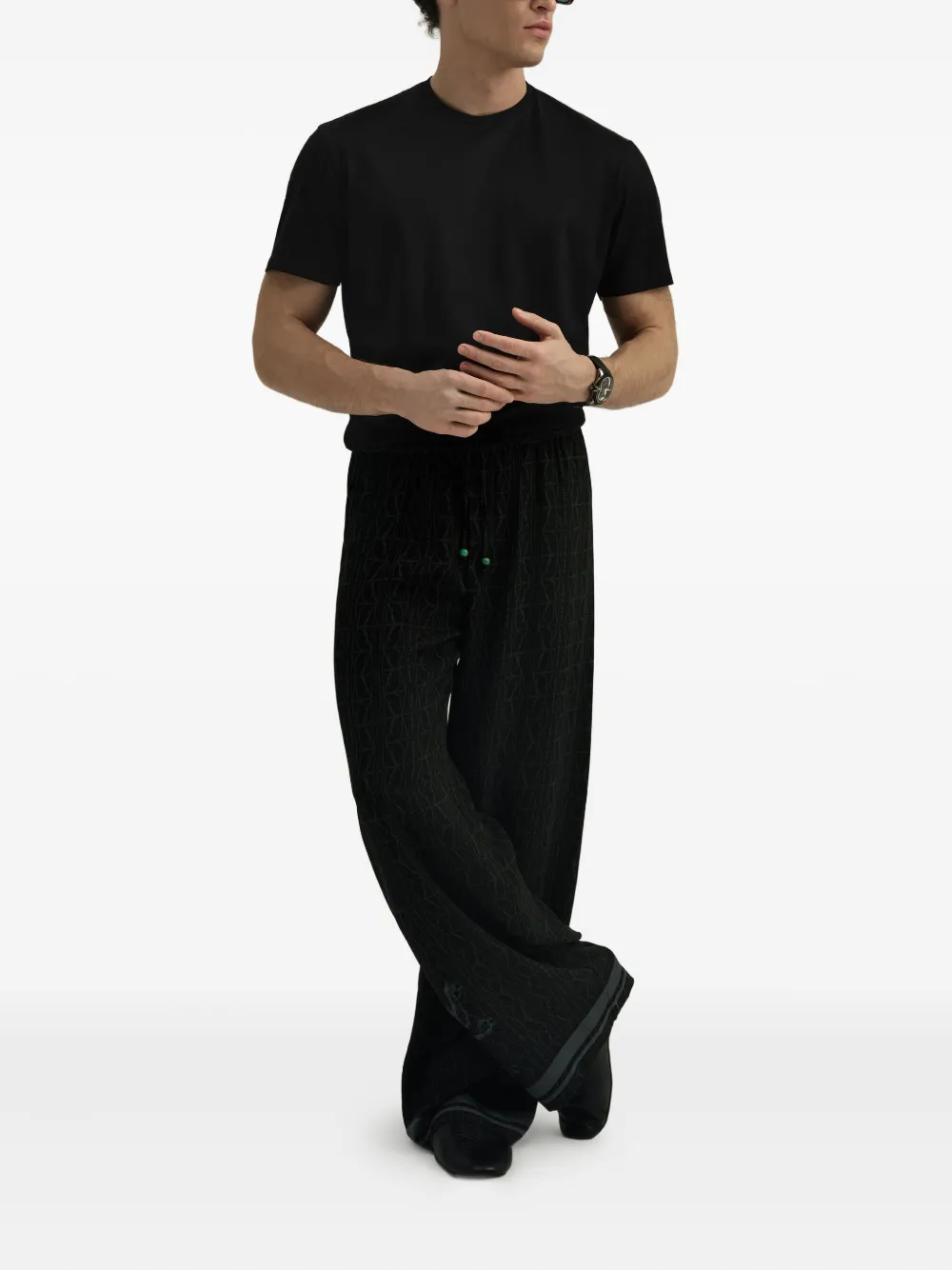 DDA lion-embellished patterned silk trousers | Regular-Fit & Straight Leg Pants | Image 2