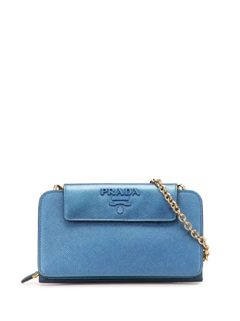 Prada Pre-Owned 2000-2025 Saffiano Metal Oral Phone Wallet on Chain crossbody bag