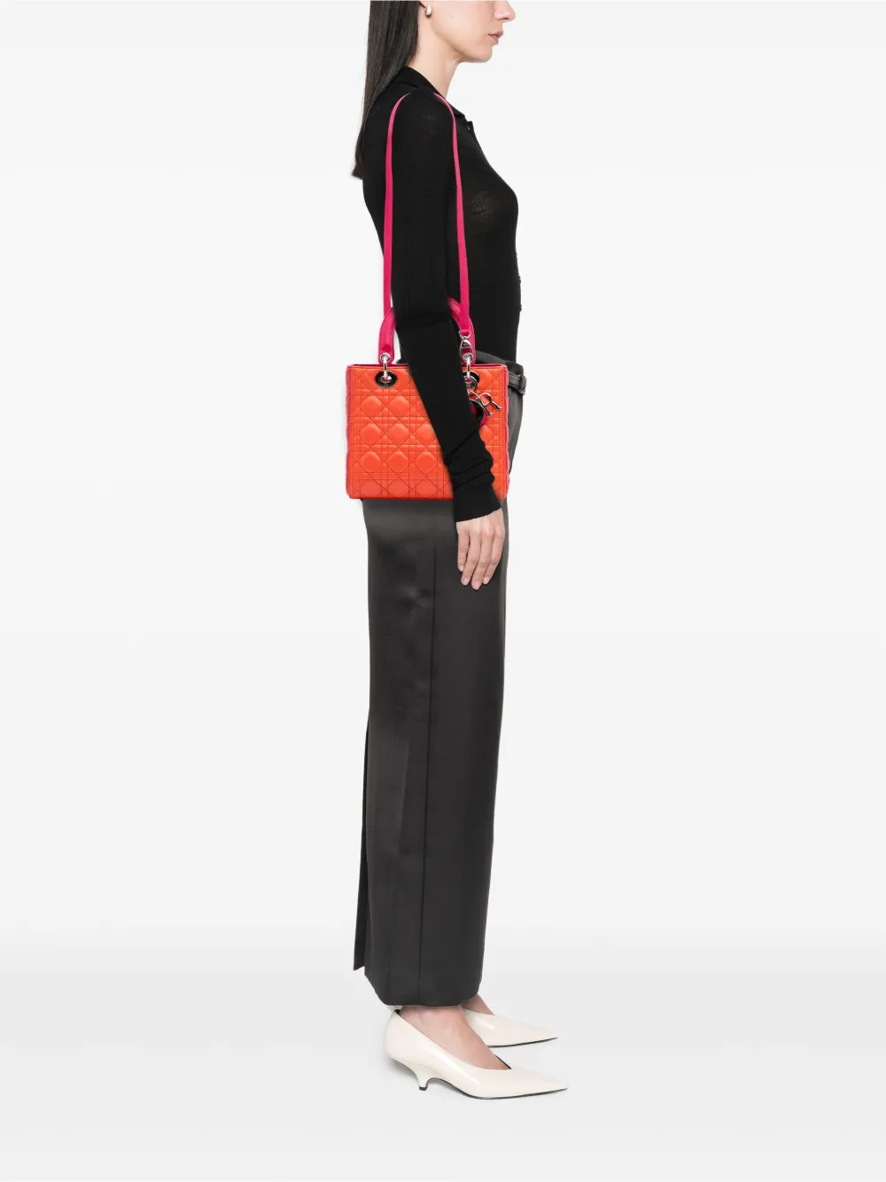 Christian Dior Pre-Owned 2013 Medium Bicolor Lambskin Cannage Lady Dior satchel | Pre-Owned | Image 2