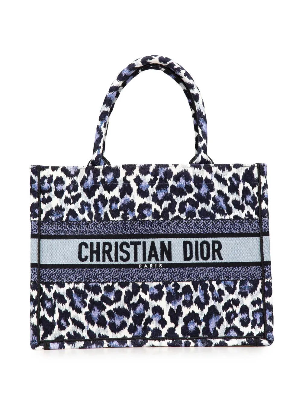 Christian Dior Pre-Owned 2023 Mizza Medium Embroidered Canvas Leopard Book tote bag | Blue | Image 1
