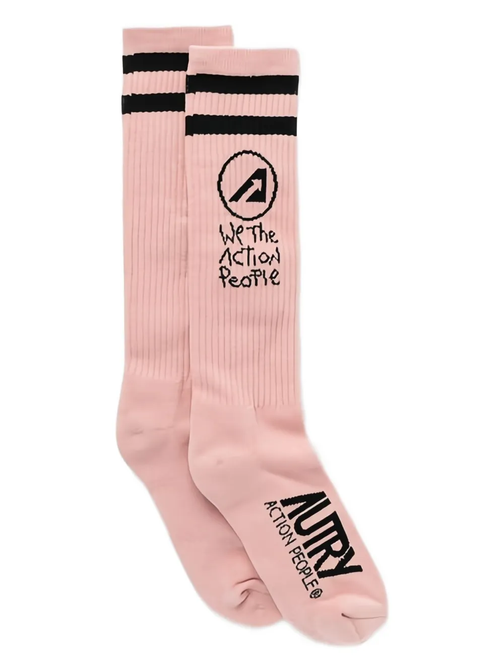 Autry striped logo socks | Pink | Image 1
