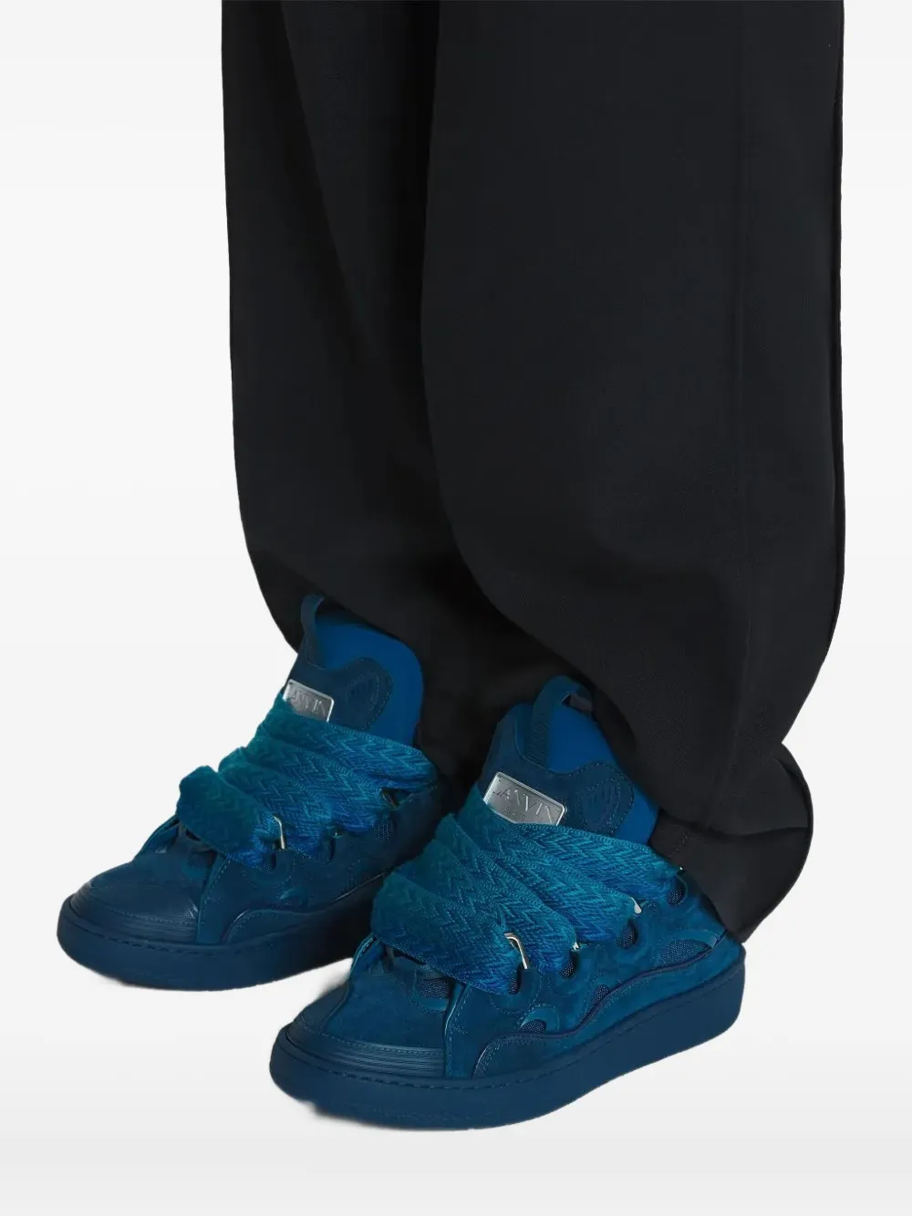 Lanvin Curb lace-up suede sneakers Blue