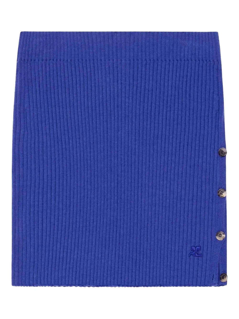 Courrèges ribbed side-button mini skirt Blauw