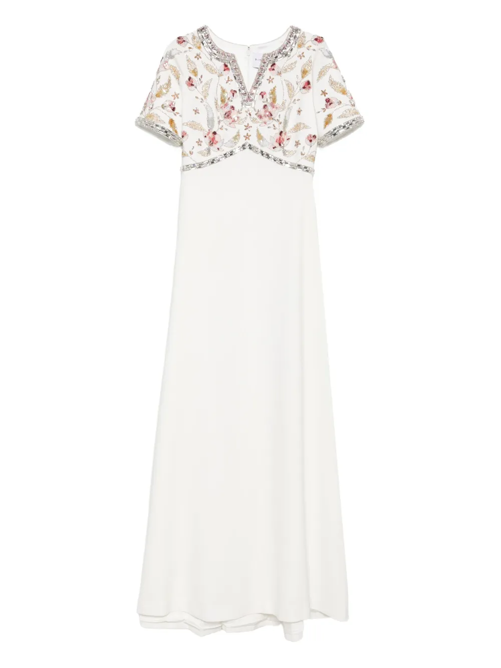 Dina Melwani embellished short-sleeved maxi dress | White | Image 1