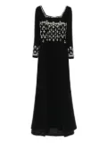 Dina Melwani embellished square-neck maxi dress - Black