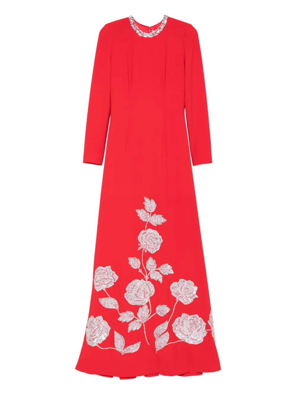 Dina Melwani embellished-rose maxi dress | Red | Image 1