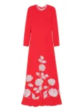 Dina Melwani embellished-rose maxi dress - Red