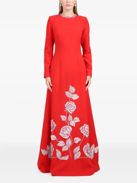 Dina Melwani embellished-rose maxi dress