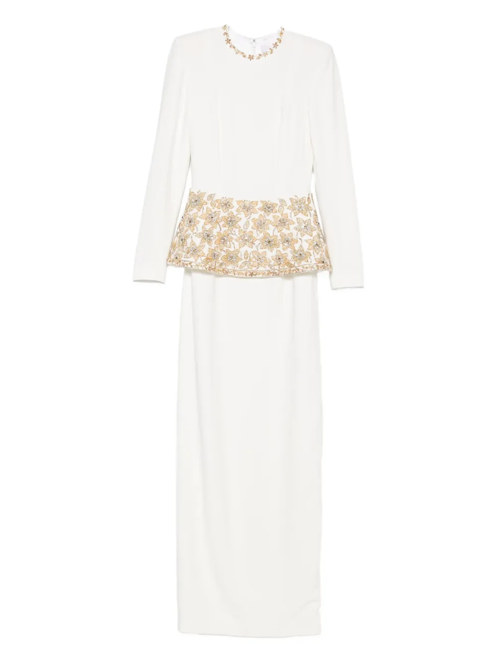 Dina Melwani embroidered peplum dress | White | Image 1