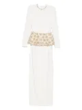 Dina Melwani embroidered peplum dress - White