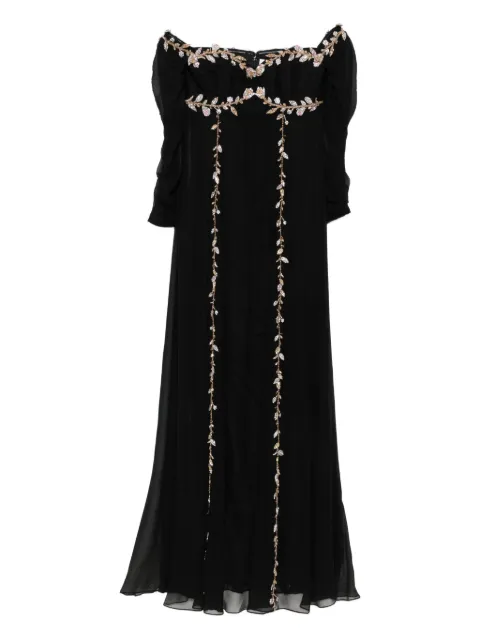 Dina Melwani embellished off-shoulder maxi dress
