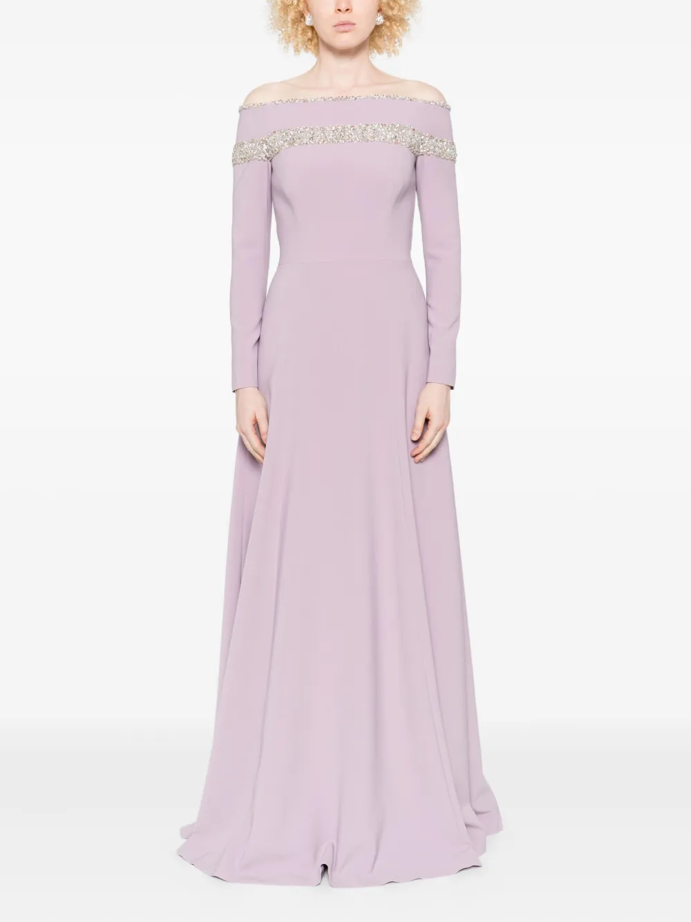 Dina Melwani Verfraaide off-shoulder midi-jurk - Roze