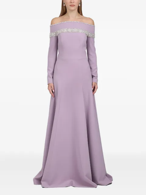 Dina Melwani embellished off-shoulder maxi dress