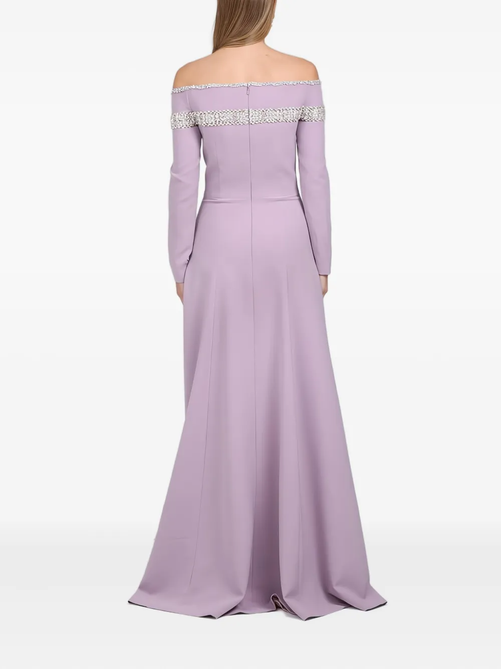 Dina Melwani Verfraaide off-shoulder midi-jurk Roze