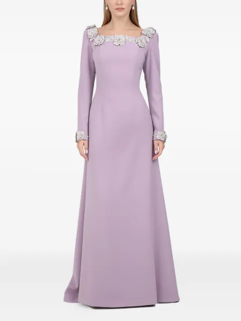 Dina Melwani embellished long-sleeve maxi dress