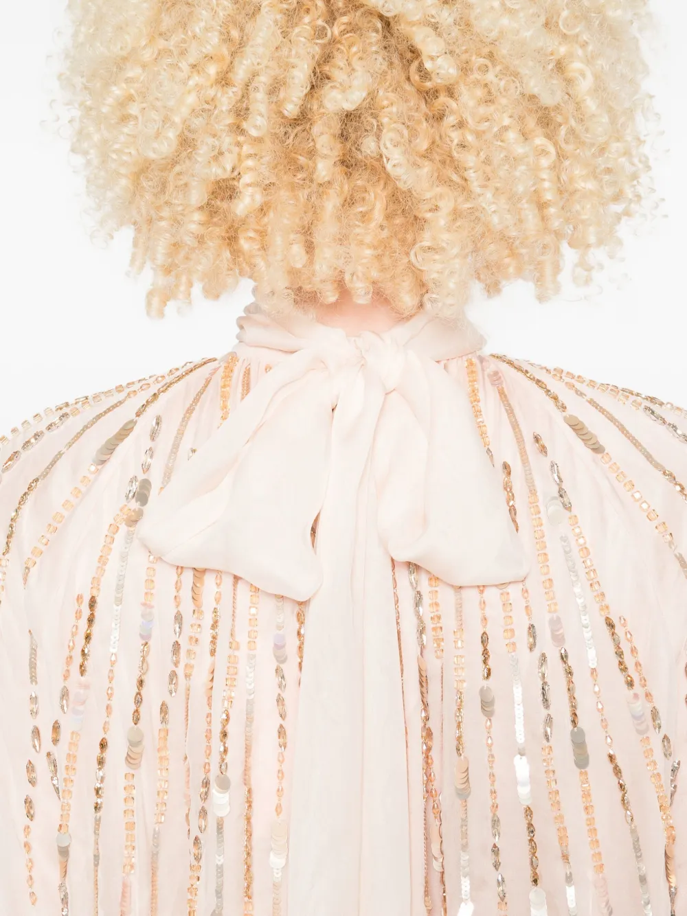 Dina Melwani Sequin-embellished Pleated Jumpsuit In Pink