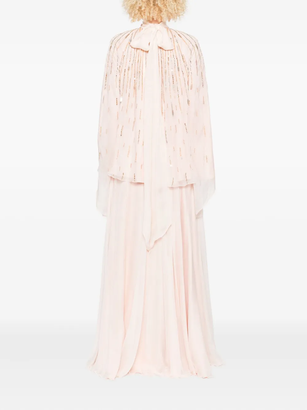 Dina Melwani Sequin-embellished Pleated Jumpsuit In Pink