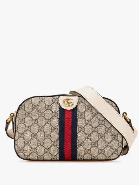 Gucci Pre-Owned 2016-2025 Small GG Supreme Textured Calfskin Web Ophidia Camera Bag crossbody bag