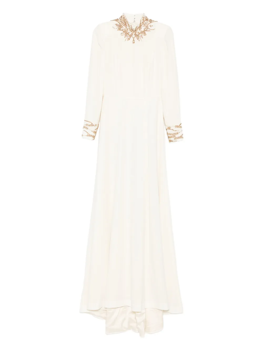 Dina Melwani embroidered-neckline maxi dress | Neutrals | Image 1