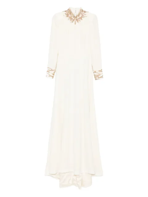 Dina Melwani embroidered-neckline maxi dress
