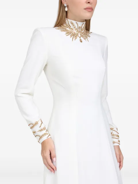 Dina Melwani embroidered-neckline maxi dress