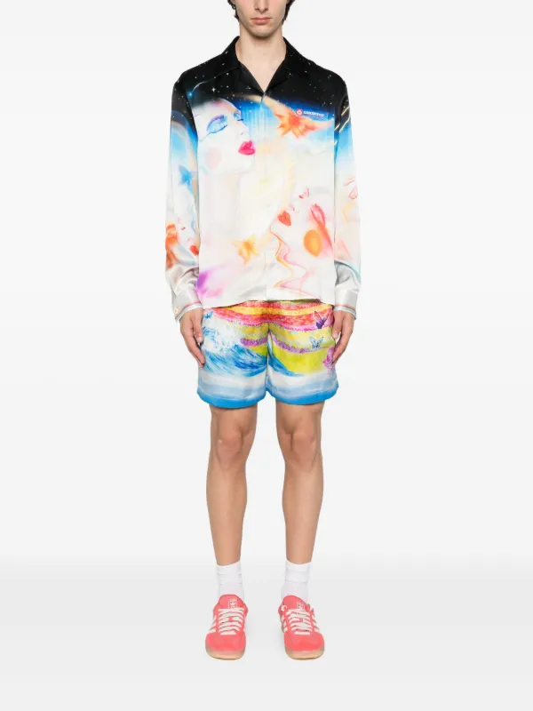 Casablanca プリント シルクシャツ | ブルー | FARFETCH JP