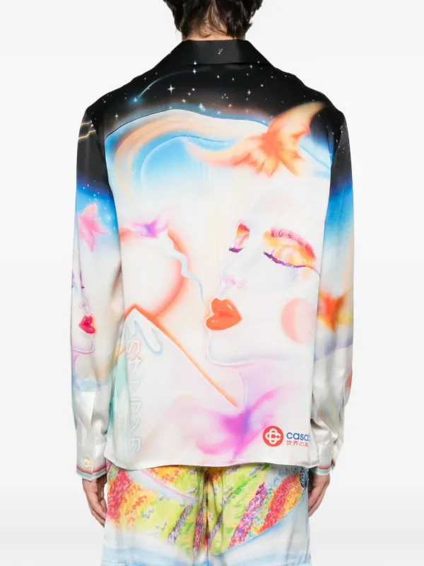 Casablanca プリント シルクシャツ | ブルー | FARFETCH JP