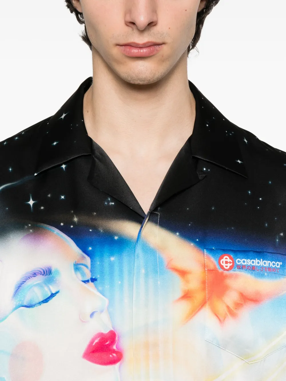 Casablanca Zijden overhemd met hemelsprint Blauw